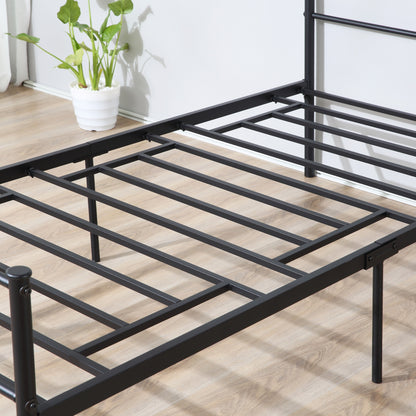 Homcom Single Metal Bed Frame Solid Bedstead Base with Headboard and Footboard