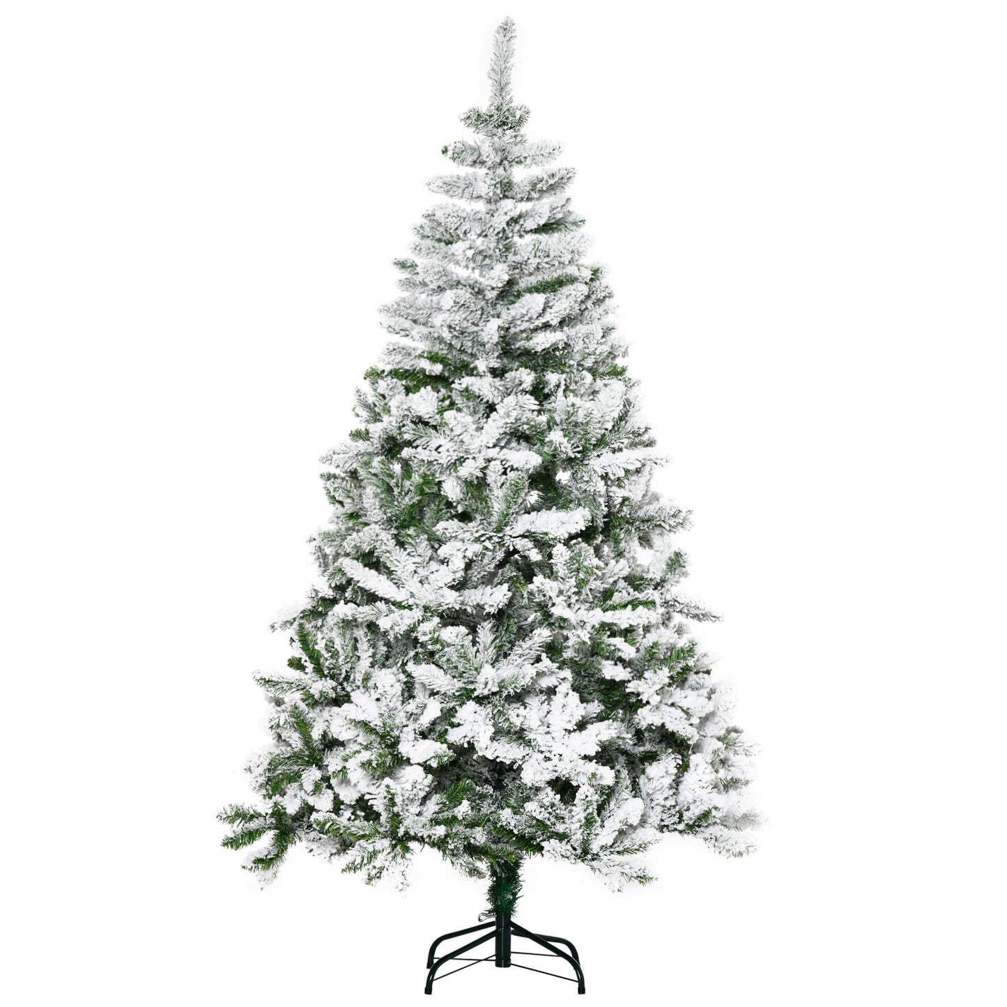 Homcom 6 Ft Snow Flocked Artificial Christmas Tree Xmas Pine Tree with Realistic Branches