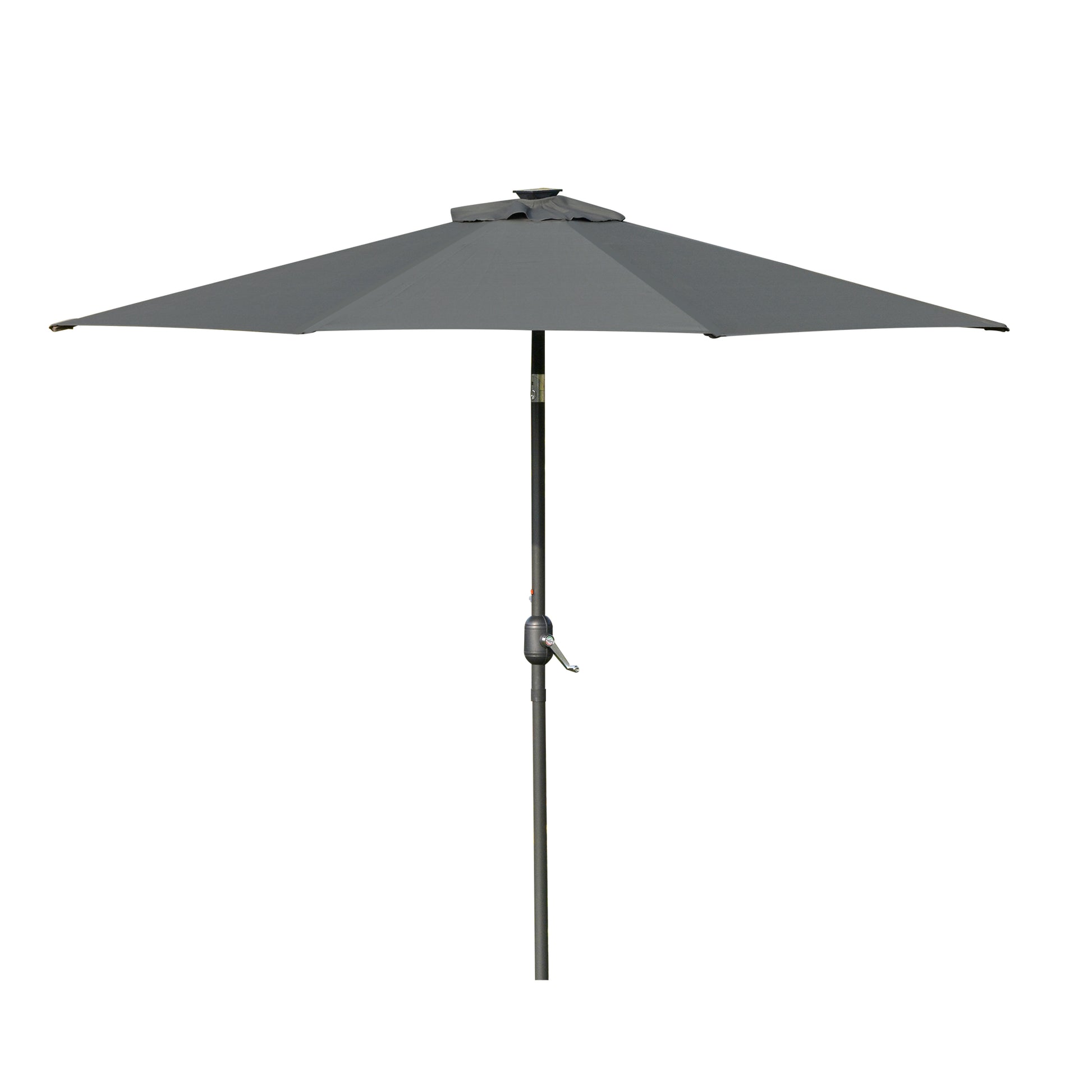 Outsunny 2.7m Patio LED Umbrella with Push Button Tilt/Crank 8 Rib Sun Shade Parasol