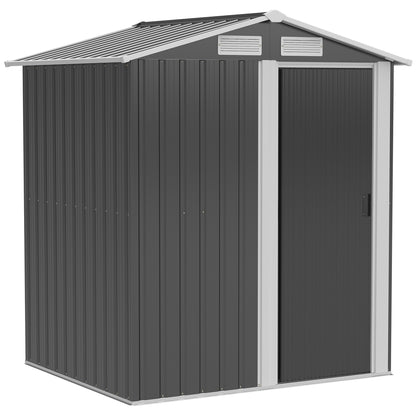 Galvanised 5 x 4' Single Door Reverse Apex Shed Steel Grey by Steadfast