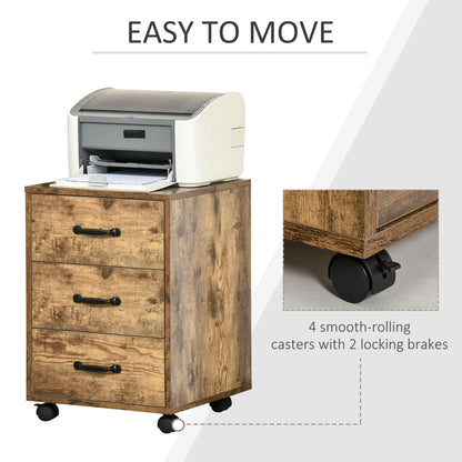 Homcom Rolling File Cabinet with 3 Drawers