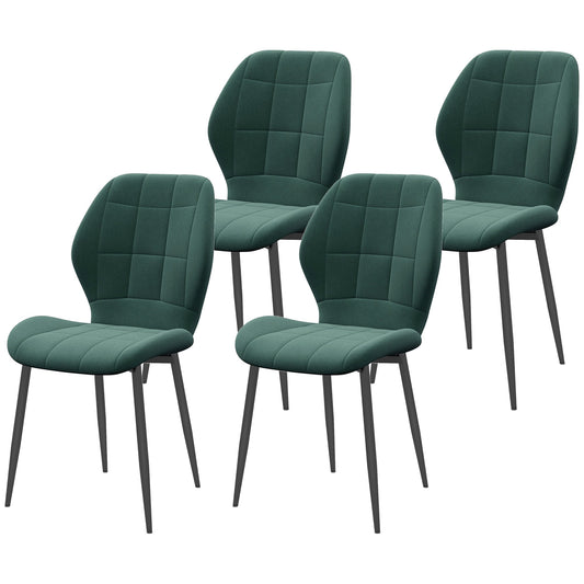 Set of Four Flannel Relaxed Tub Dining Chairs - Green-0