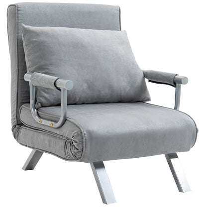 Homcom Suedette Adjustable Back Futon Sofa Chair - Grey