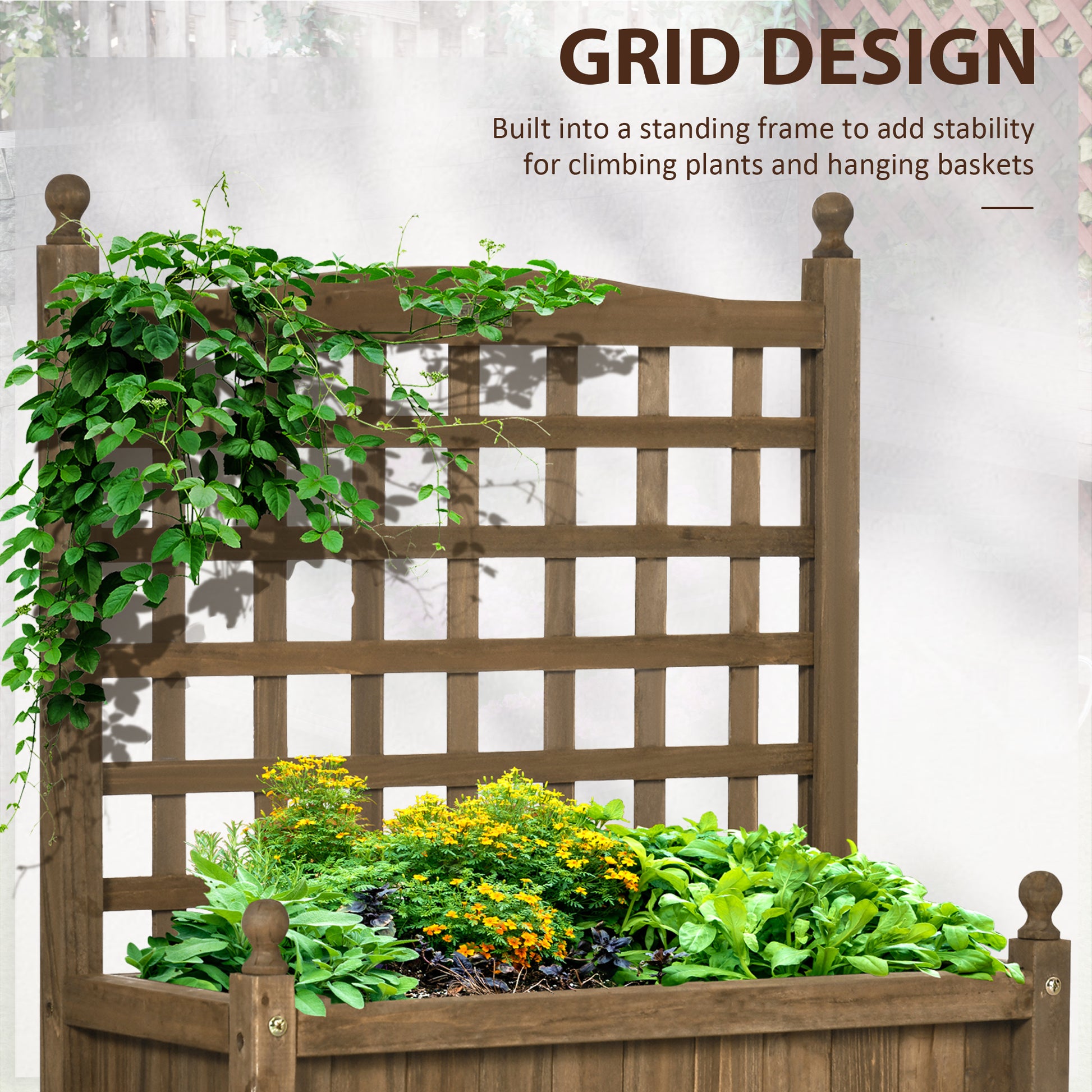 Outsunny Garden Planters with Trellis for Climbing Vines