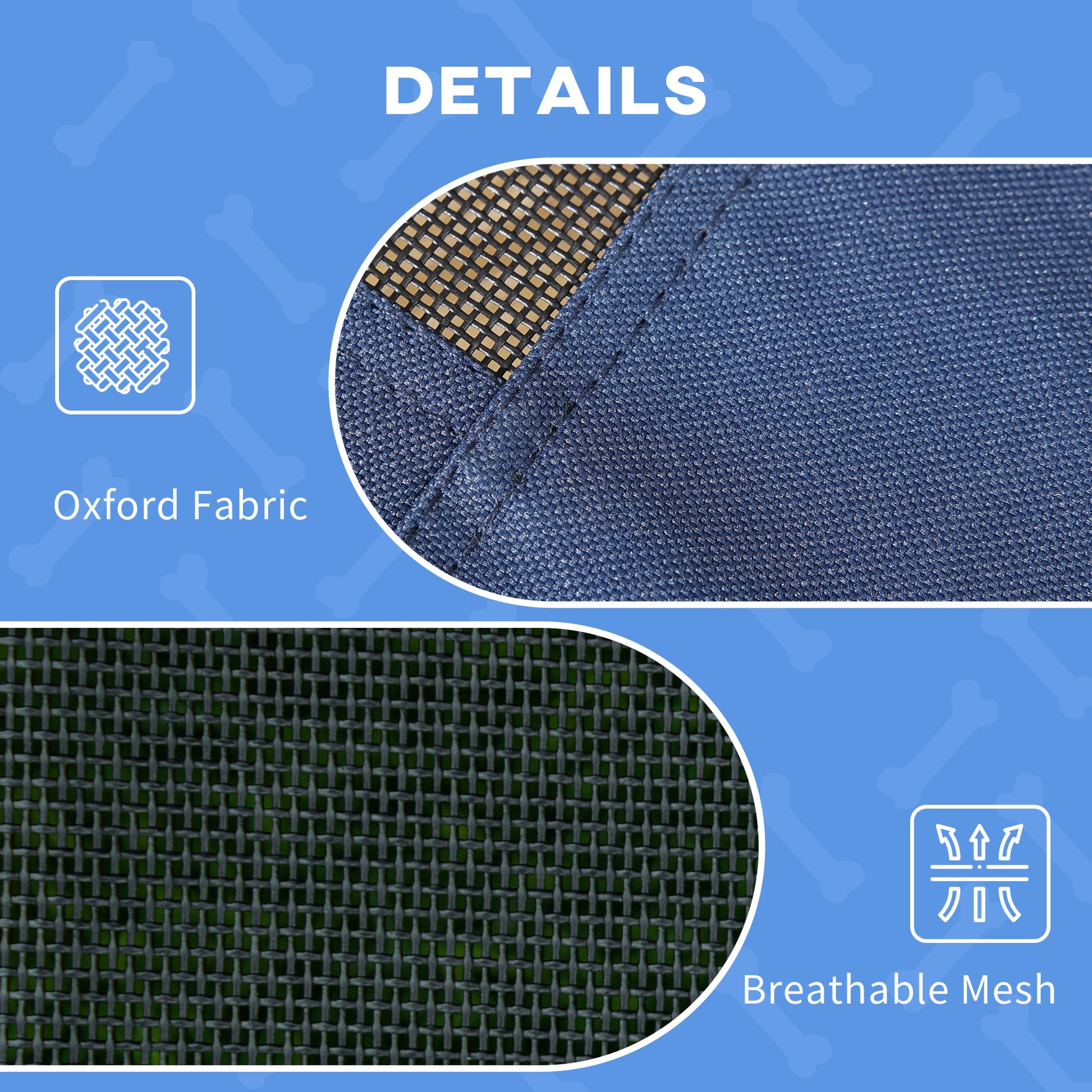 PawHut Raised Dog Bed Waterproof Elevated Pet Cot with Breathable Mesh UV Protection Canopy Blue