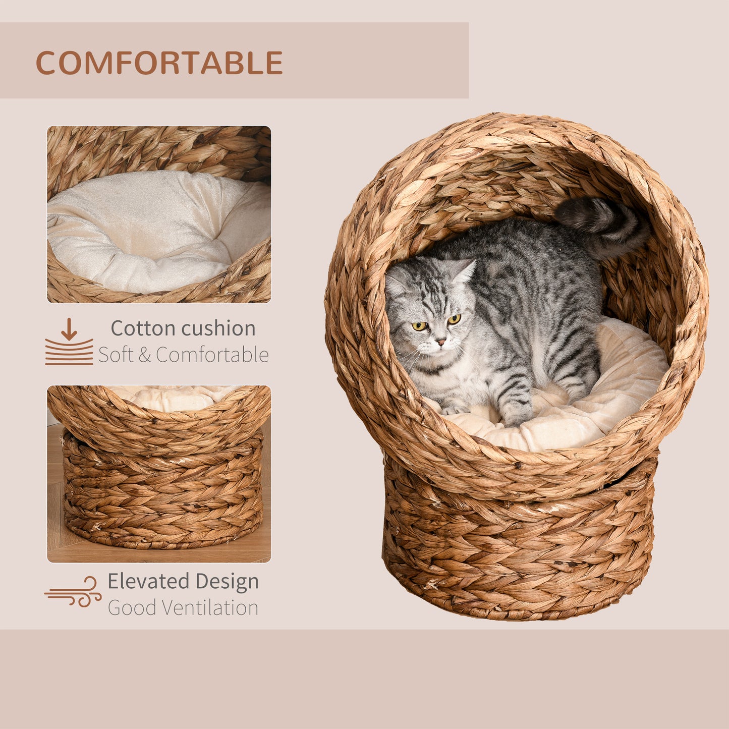 Woven 42 x 33cm Cat Bed Cyclindrical by Pawhut