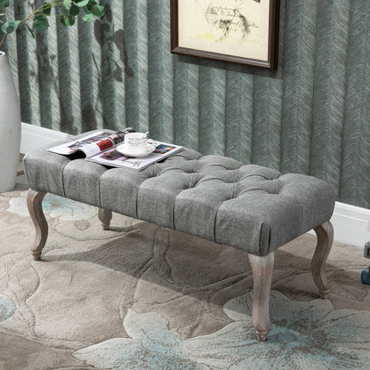 Homcom Tufted Upholstered Accent Bench Window Seat Bed End Stool Fabric Ottoman For Living Room Bedroom Hallway