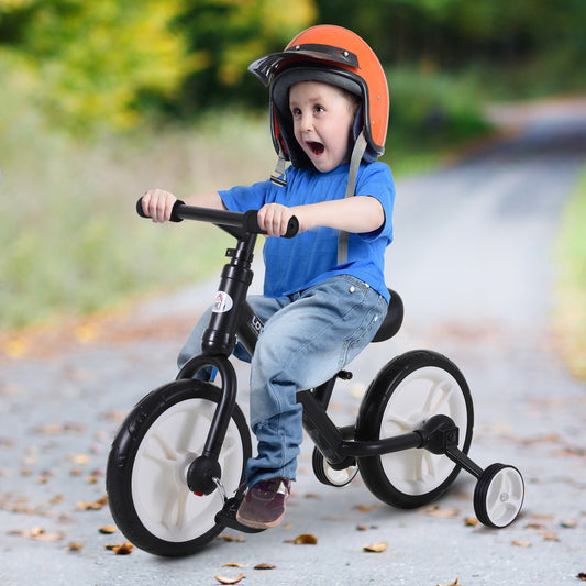 Homcom PP Toddlers Removable Stabiliser Kids Balance Bike Black