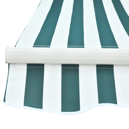 Outsunny Manual Retractable Awning Size (3M X2.5M)-Green/White Stripes