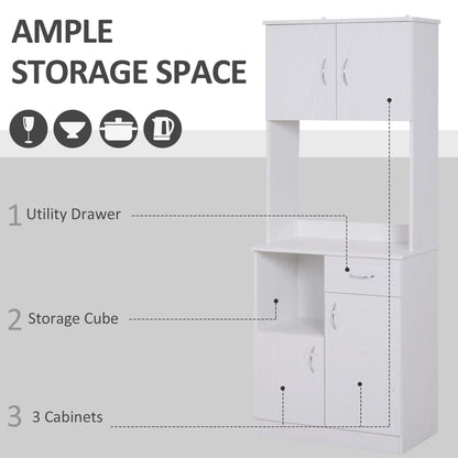 Homcom Kitchen Cupboard with Doors Cabinet Shelves Drawer Open Countertop Storage Cabinet for Living Room