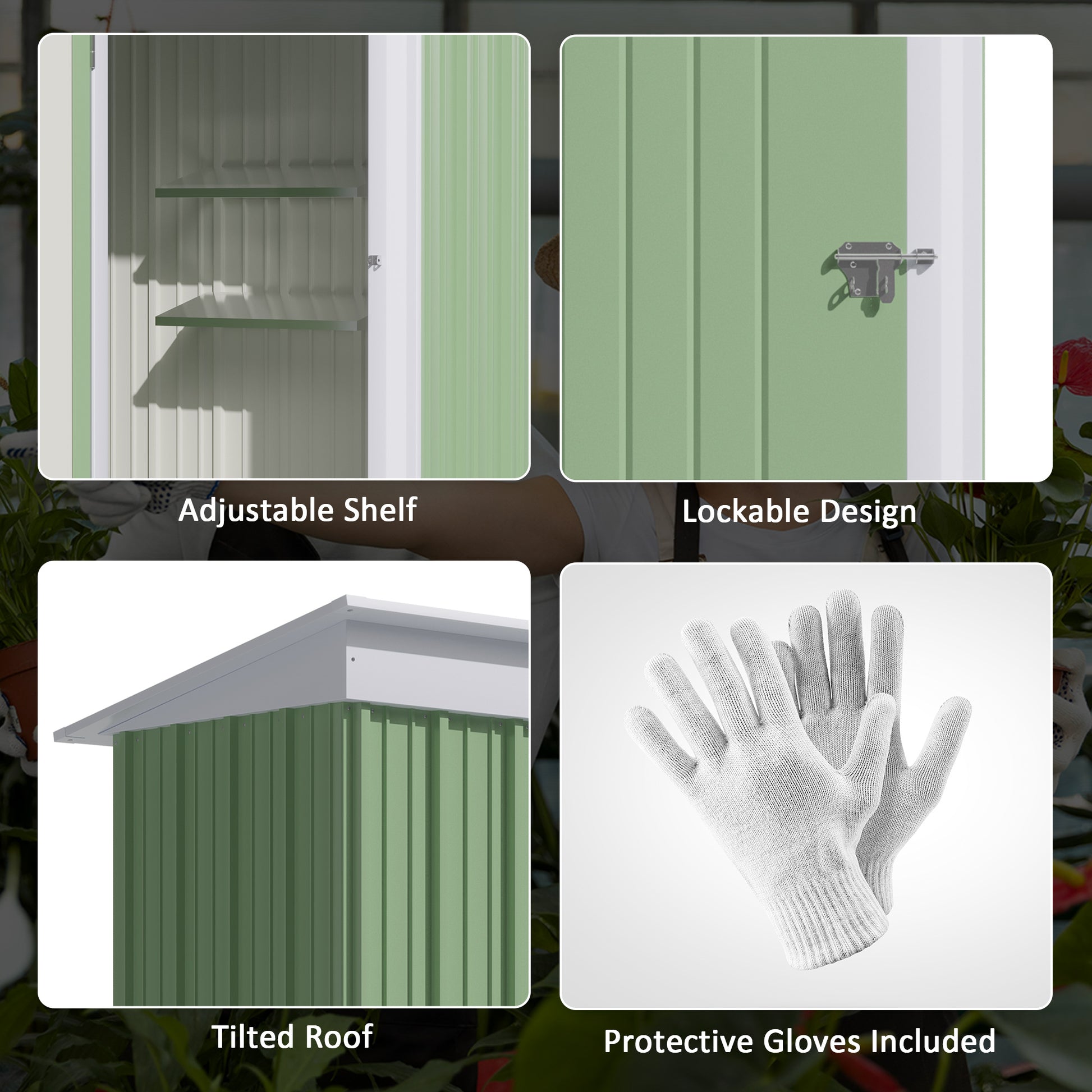 Galvanised 5 x 3' Single Door Reverse Pent Garden Store Steel Green by Steadfast