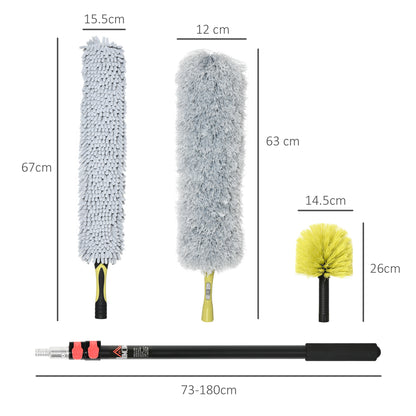 Homcom 4 Pieces Extendable Feather Duster with Aluminium Telescopic Pole 29"-71"