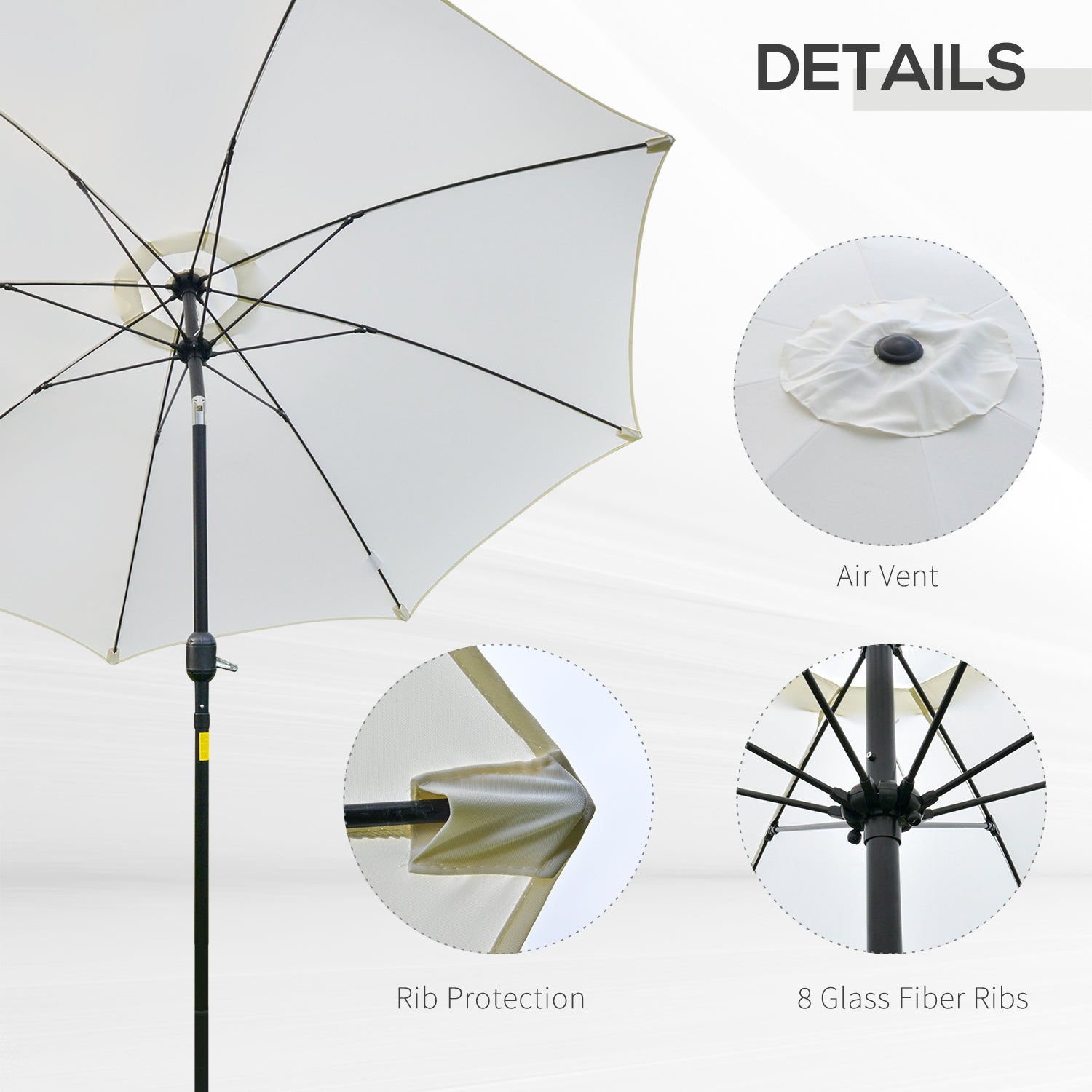 Outsunny ?2.6M Umbrella Parasol-Cream White