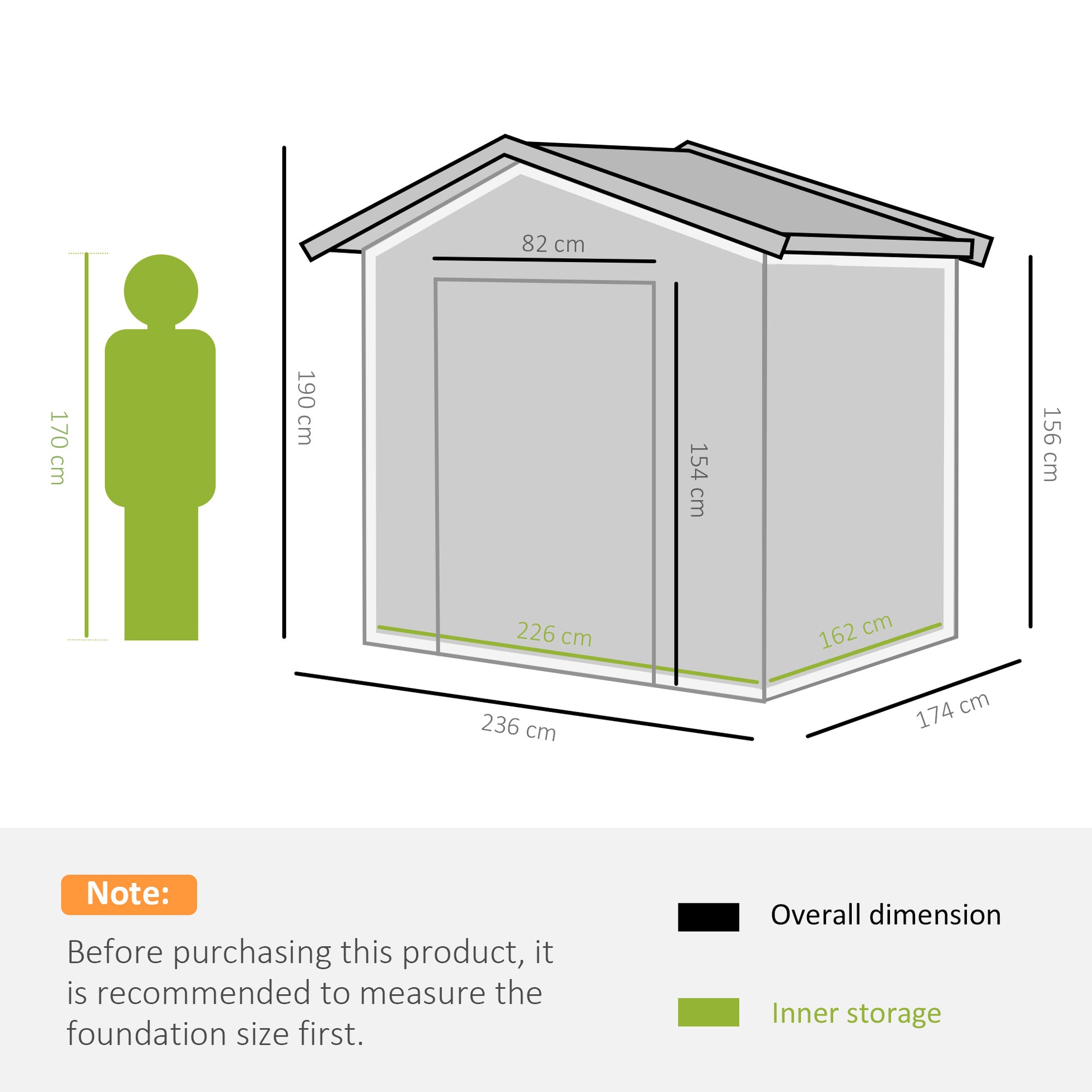 Galvanised 8 x 6' Sliding Double Door Apex Garden Shed With Ventilation Steeel Grey by Steadfast