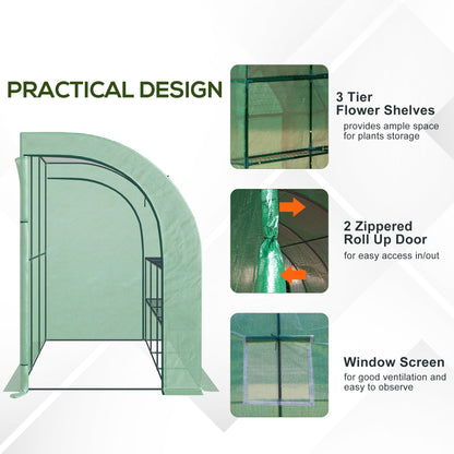 Outsunny Walk-In Lean to Greenhouse with Windows and Zippered Doors