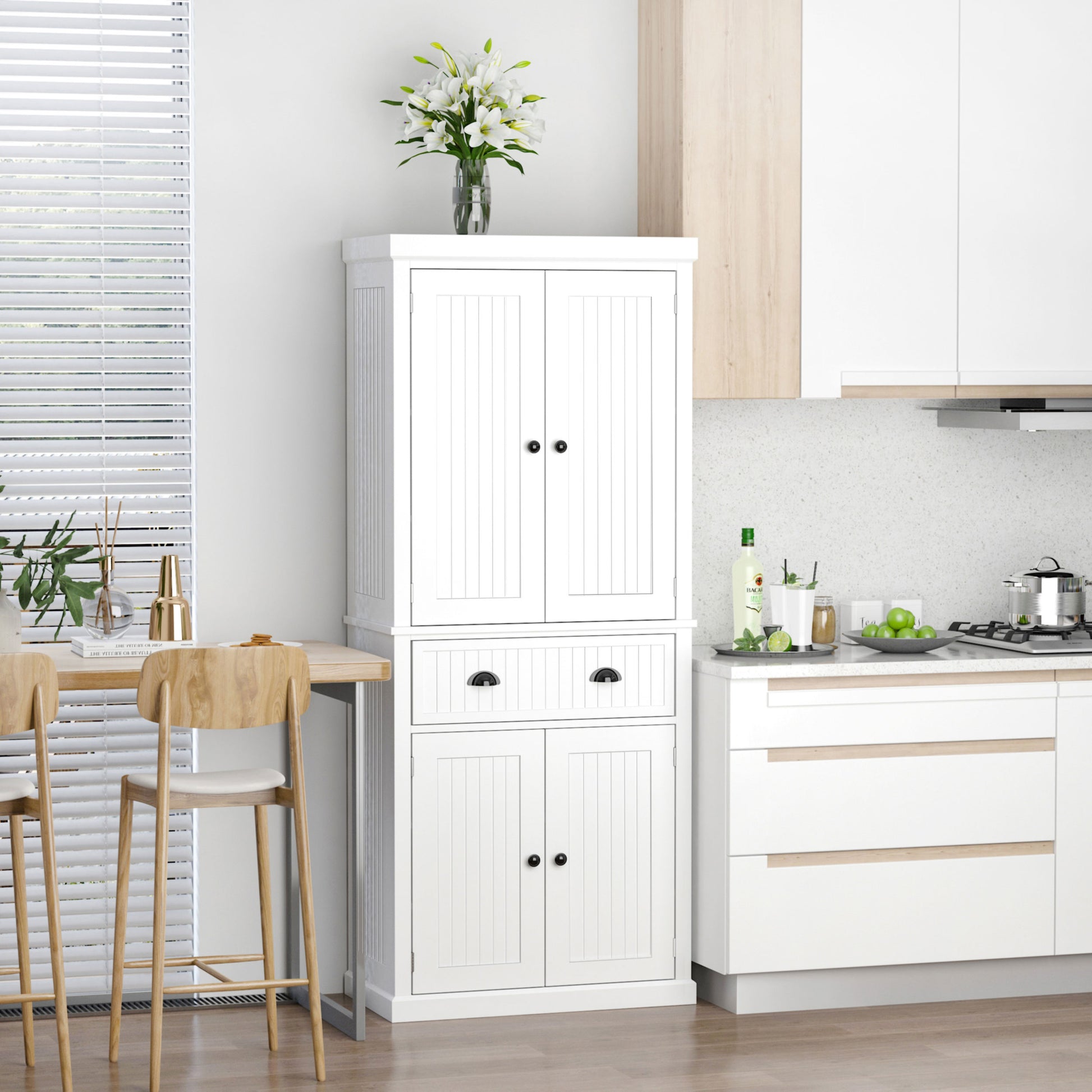 Homcom Traditional Kitchen Cupboard Freestanding Storage Cabinet with Drawer