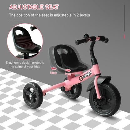 Homcom Toddler Three Wheel Plastic Tricycle Bike Pink