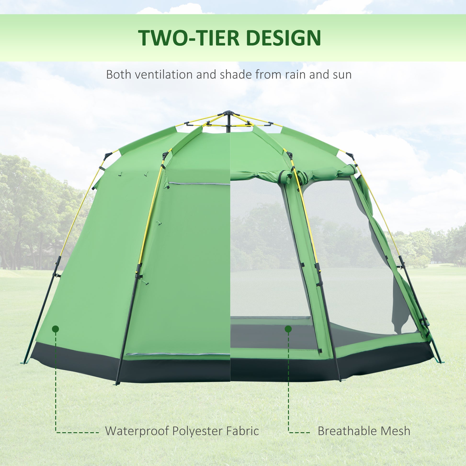 Outsunny 6 Person Pop Up Camping Tent