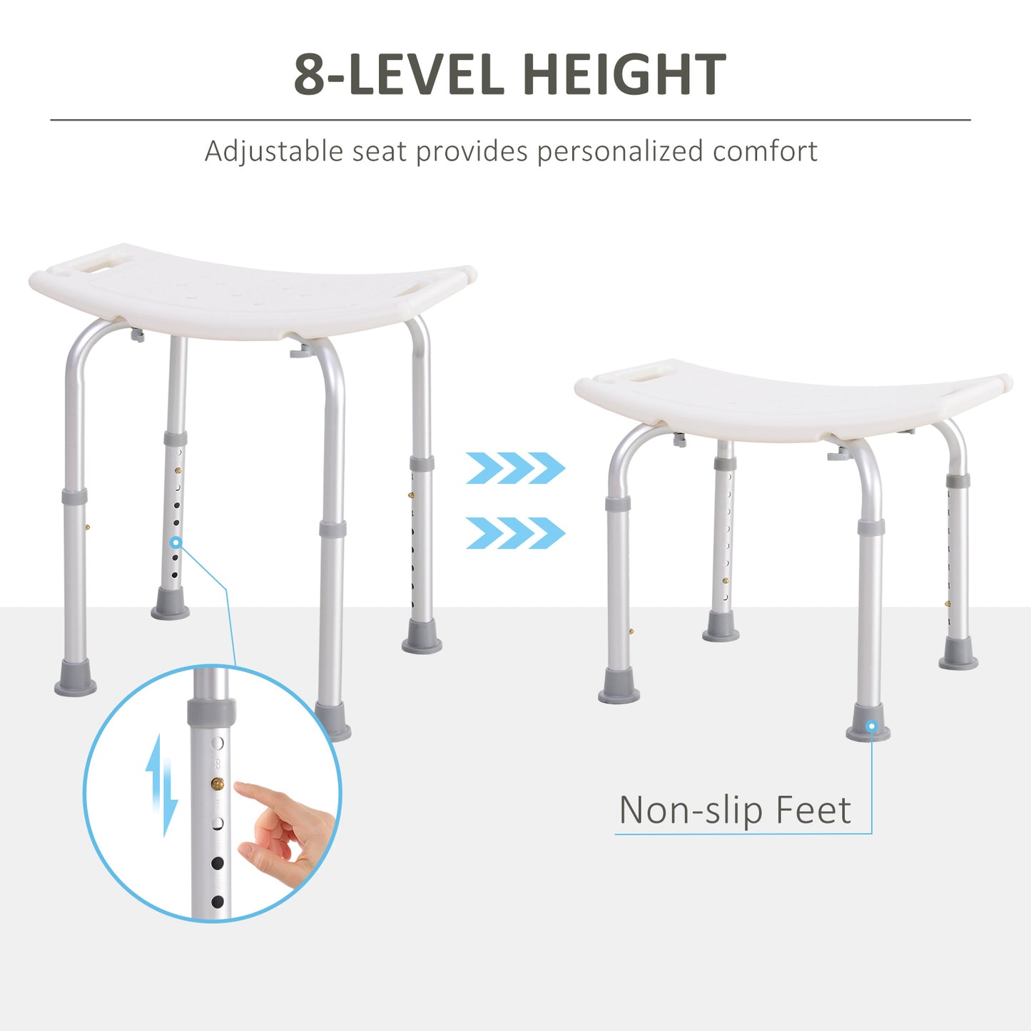 Homcom Portable Non-Slip Bathroom Stool  White