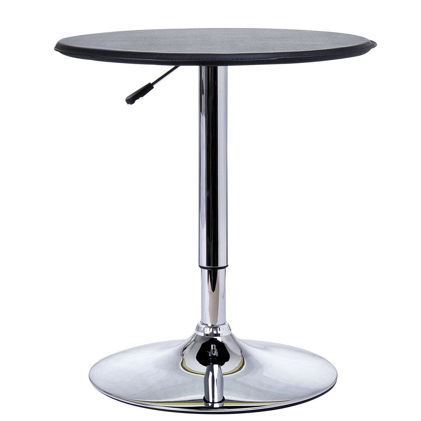 Homcom Adjustable Round Bistro Bar Table with PVC Leather Top Steel Base Home Kitchen Dining Desk Black