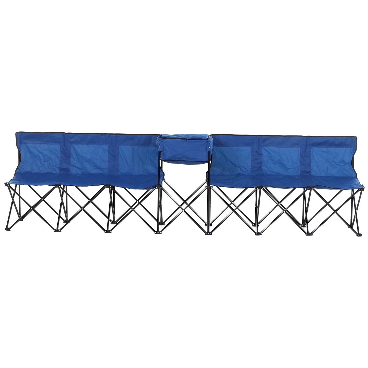 Outsunny 6-Seater Folding Steel Camping Bench w/ Cooler Bag Blue