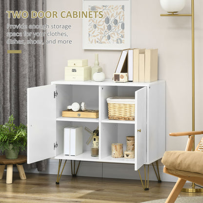 Homcom Storage Cabinet Slim Sideboard with Golden Hairpin Legs Adjustable Shelves for Living Room Dining Room Hallway White