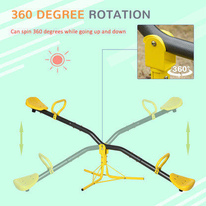 Outsunny 360° Rotating Kids Seesaw Metal Teeter-Totter Children Playground Equipment for Indoors and Outdoors