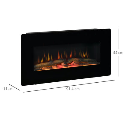 Homcom Electric Wall-Mounted Fireplace Heater with Adjustable Flame Effect