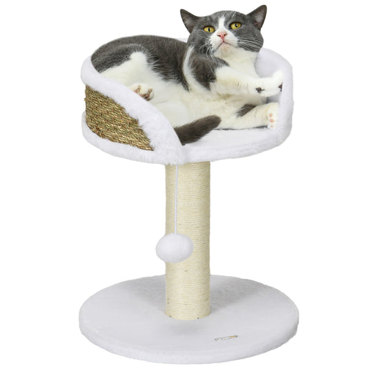 Cat Tree Tower with Scratching Posts, White-0