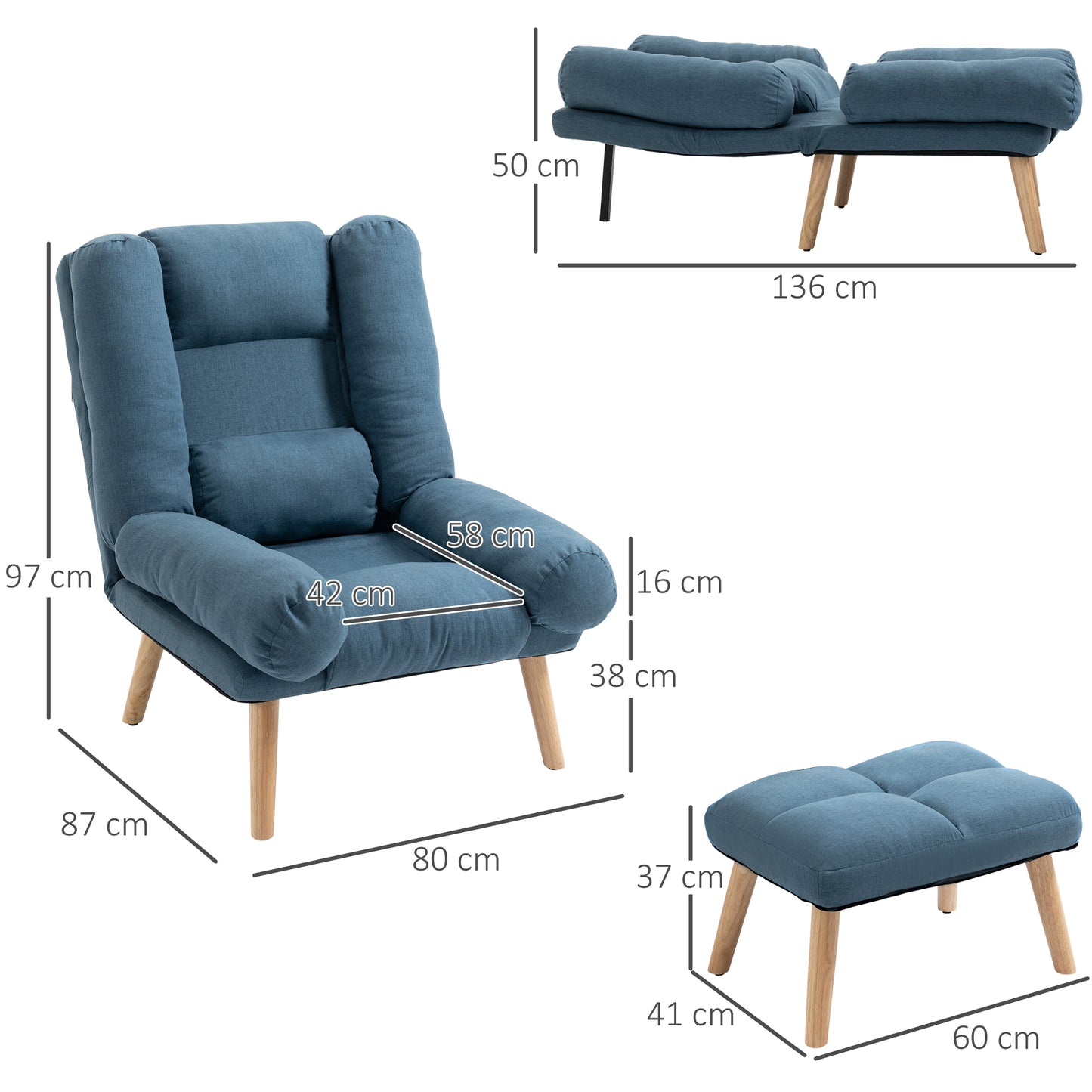 Homcom Three-Position Reclining Armchair