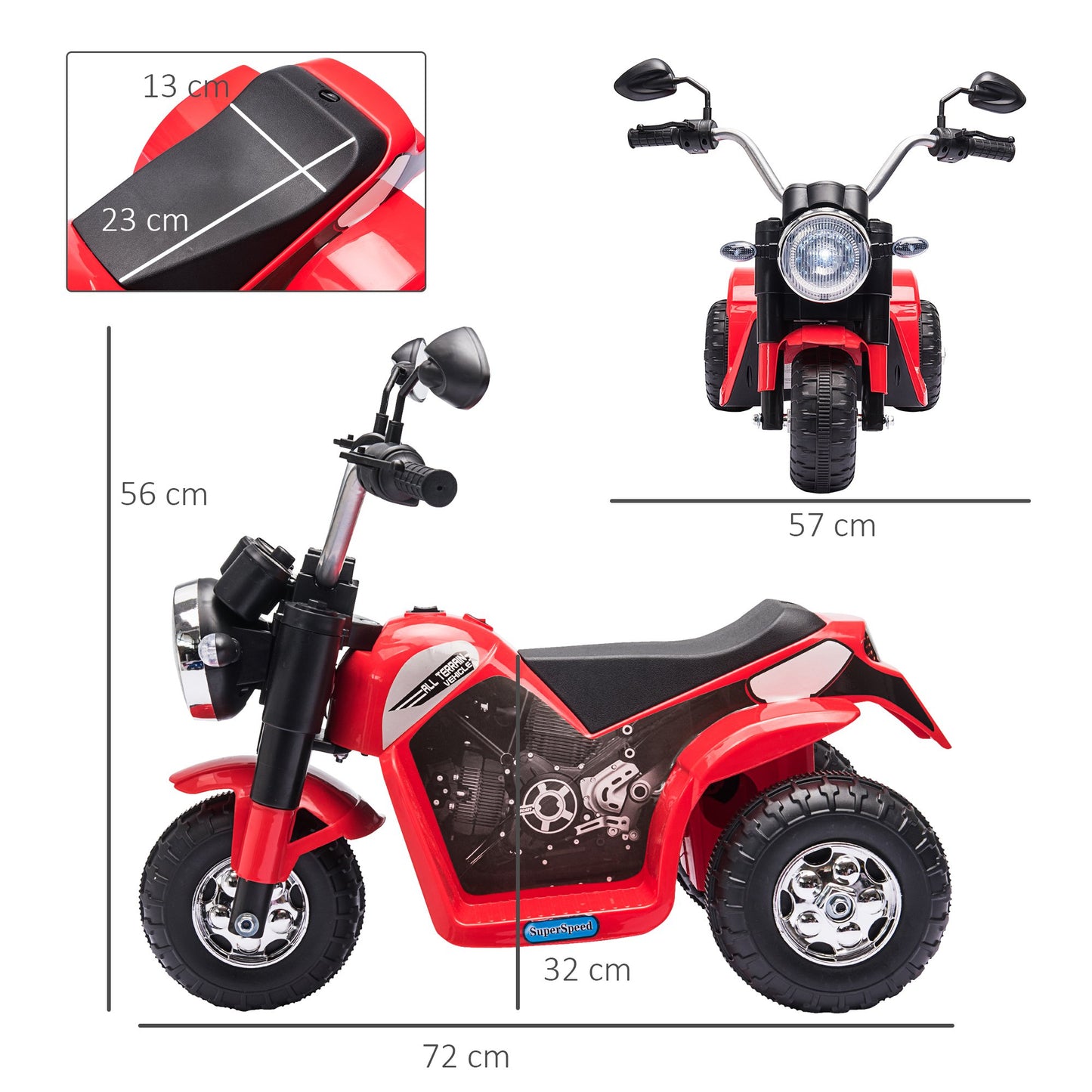 Homcom Kids 6V Electric Motorcycle Ride-On Toy Battery 18 - 36 Months Red