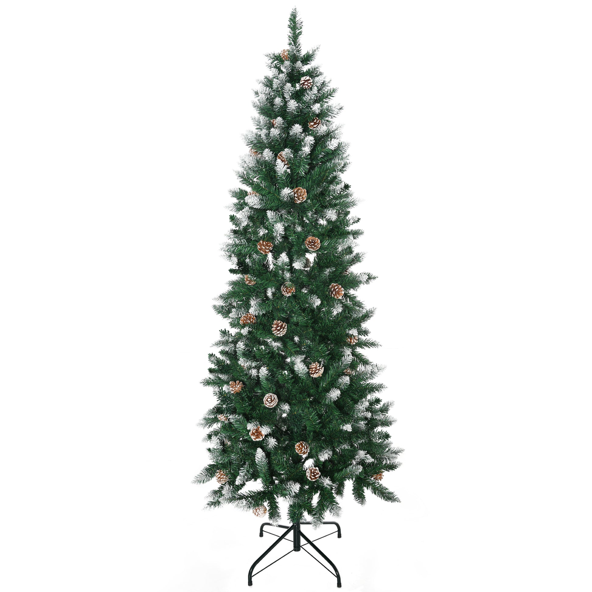 Homcom 6 Ft Snow Artificial Christmas Tree with Realistic Branches