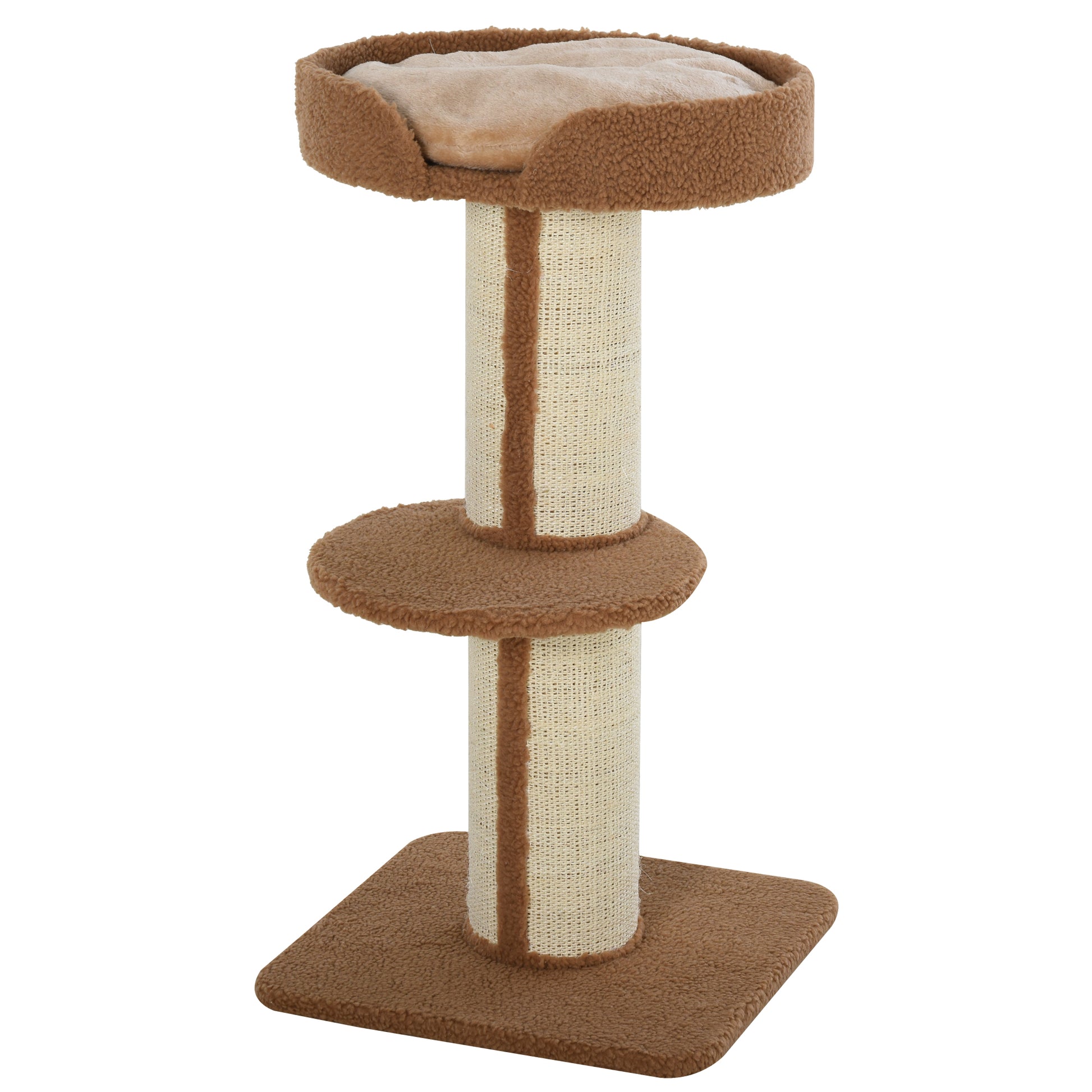 PawHut 91cm Cat Tree for Indoor Cats Kitten Activity Center Play Tower Perches Sisal Scratching Post Lamb Cashmere Brown