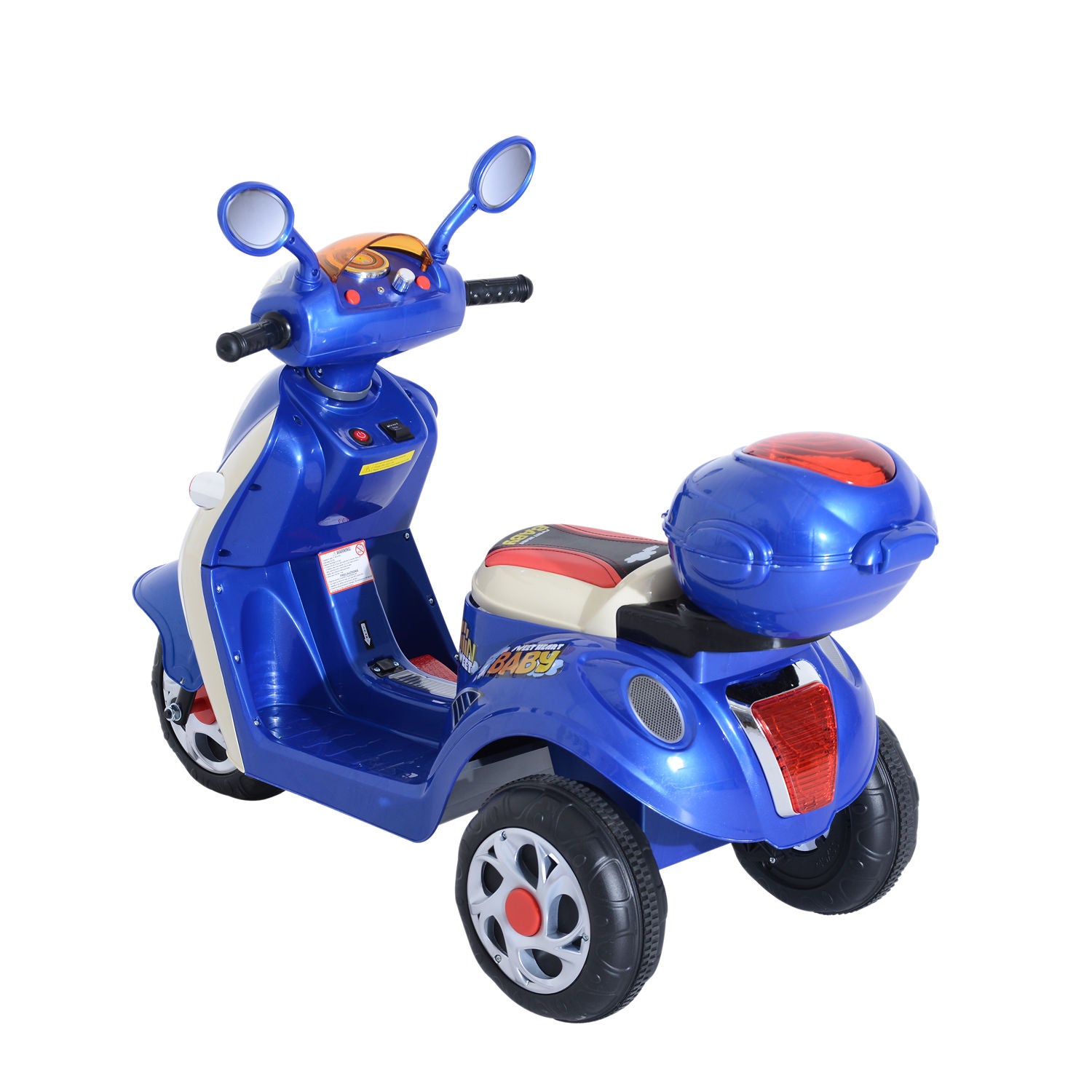 Homcom Plastic Music Playing Electric Ride-On Motorbike w/ Lights Blue