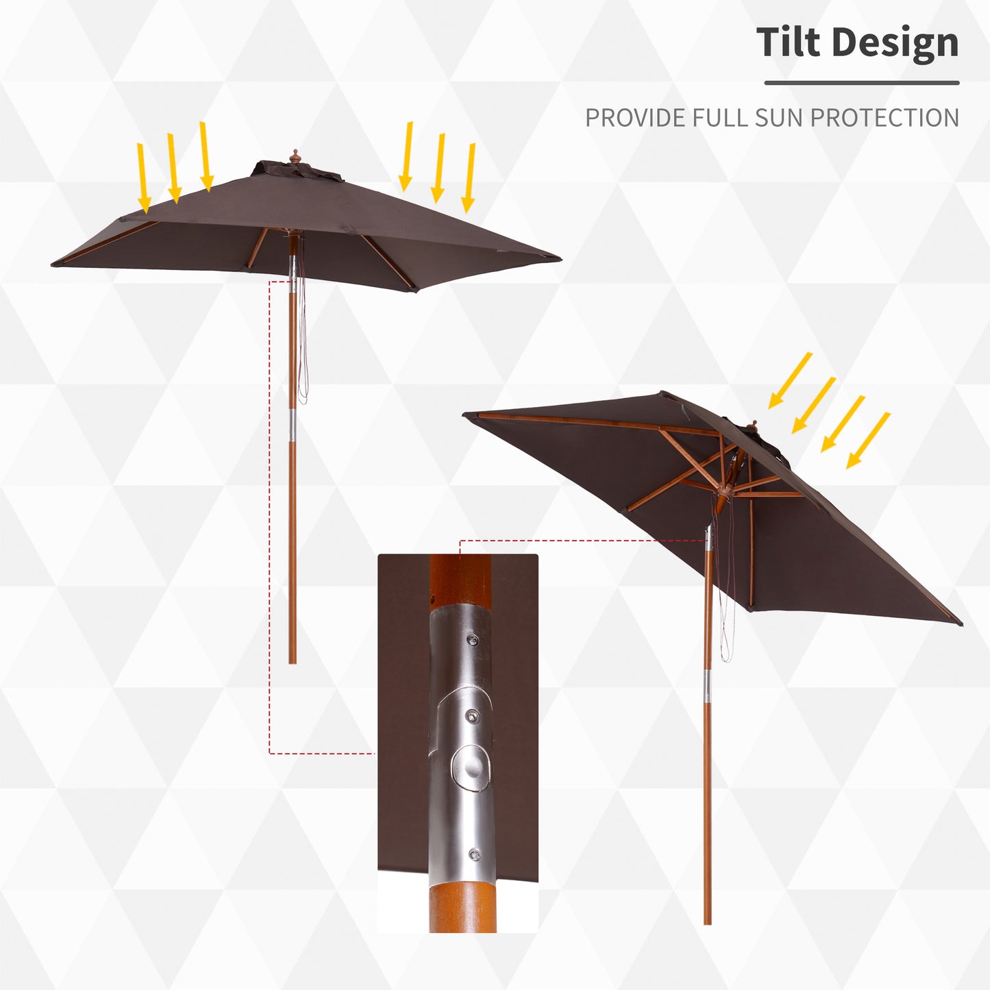 Outsunny 2m x 1.5m Garden Parasol Umbrella with Tilting Sunshade Canopy