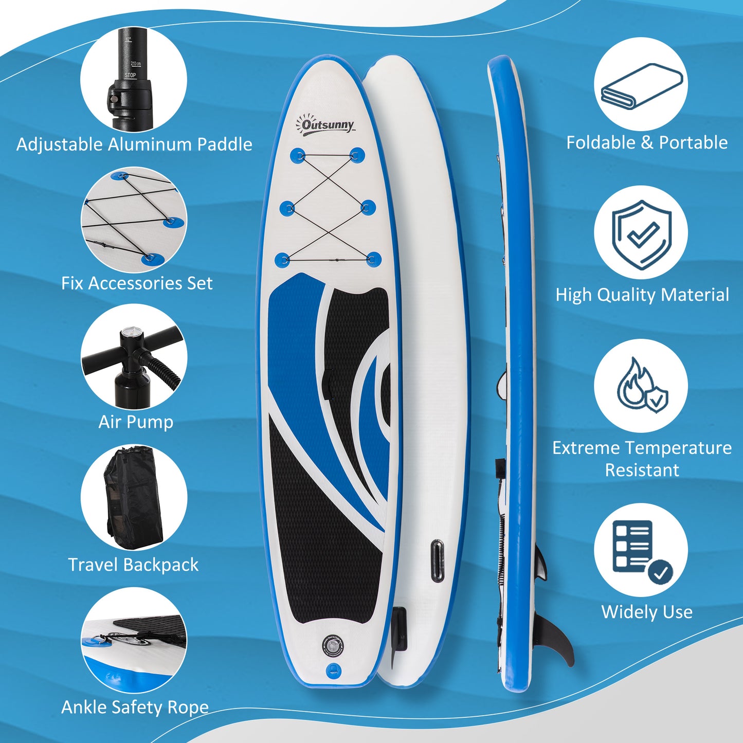 Outsunny 10.6' x 32" x 6" Inflatable Stand Up Paddle Board