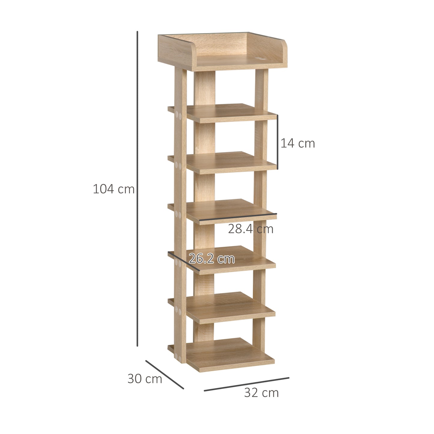 Homcom 7 Tier Shoe Rack Organizer Storage Shelf Wooden Display Cabinet for Entrance