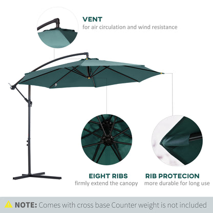 Outsunny 3(m) Garden Banana Parasol Hanging Cantilever Umbrella with Crank Handle