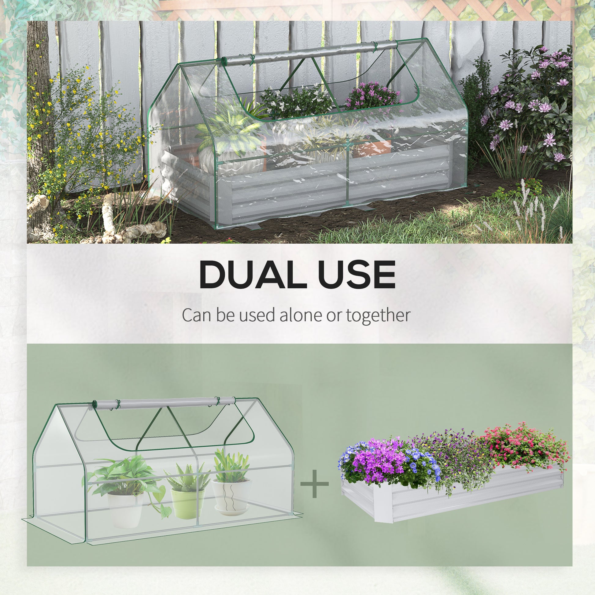 Outsunny Raised Garden Bed with Greenhouse