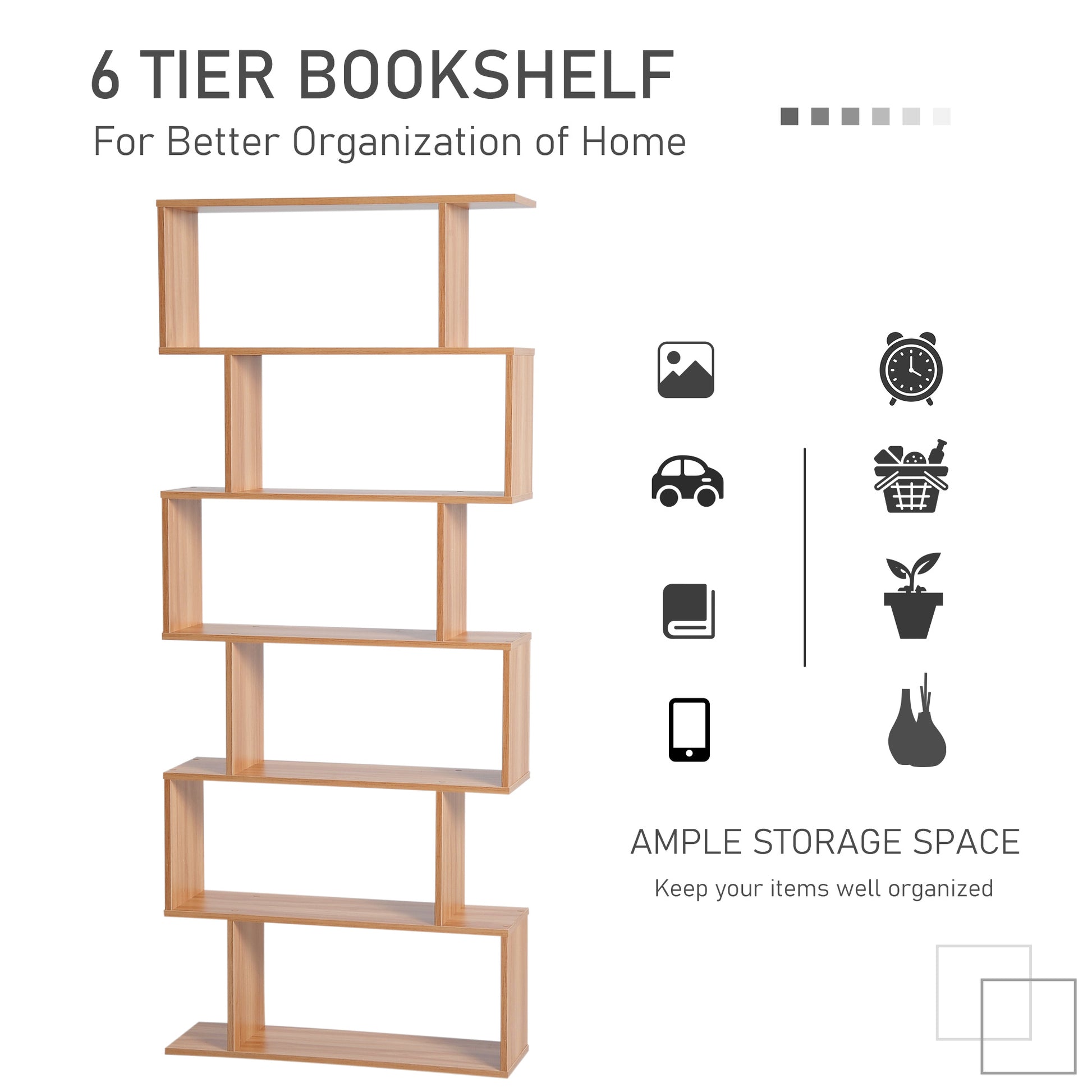 Homcom 6-Tier S-Shaped Shelf Unit