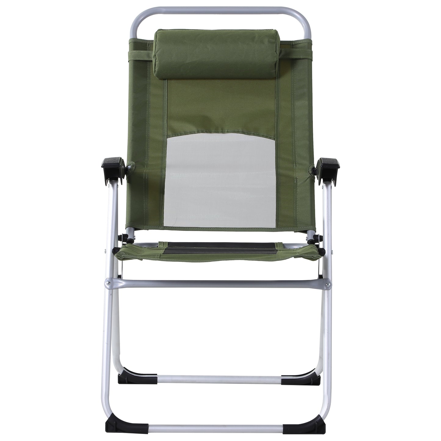 Outsunny Metal Frame 3-Position Adjustable Outdoor Garden Chair w/ Headrest Green