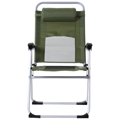 Outsunny Metal Frame 3-Position Adjustable Outdoor Garden Chair w/ Headrest Green