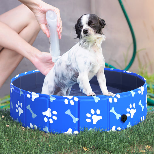 PawHut Foldable Dog Paddling Pool Pet Cat Swimming Pool Indoor/Outdoor Collapsible Bathing Tub Shower Tub Puppy ?80 × 20H cm S Sized