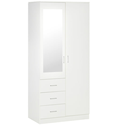 Homcom Modern Mirror Wardrobe 2 Door Storage Cupboards Home Storage Organisation Furniture with Adjustable Shelf