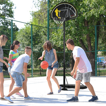 2.1 to 2.6M Adjustable Free Standing Basketball Hoop Weighted Base With Transit Wheels Black & Yellow by Sportnow