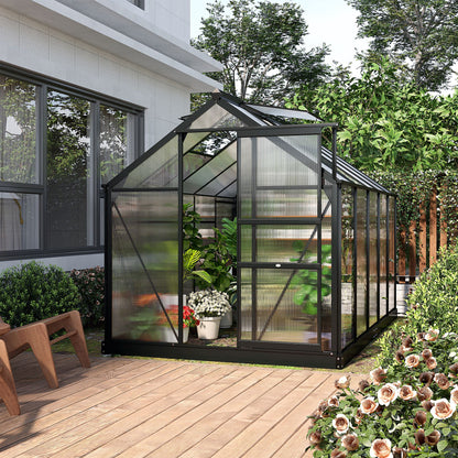 Outsunny Clear Polycarbonate Greenhouse Large Walk-In Green House Garden Plants Grow Galvanized Base Aluminium Frame With Slide Door