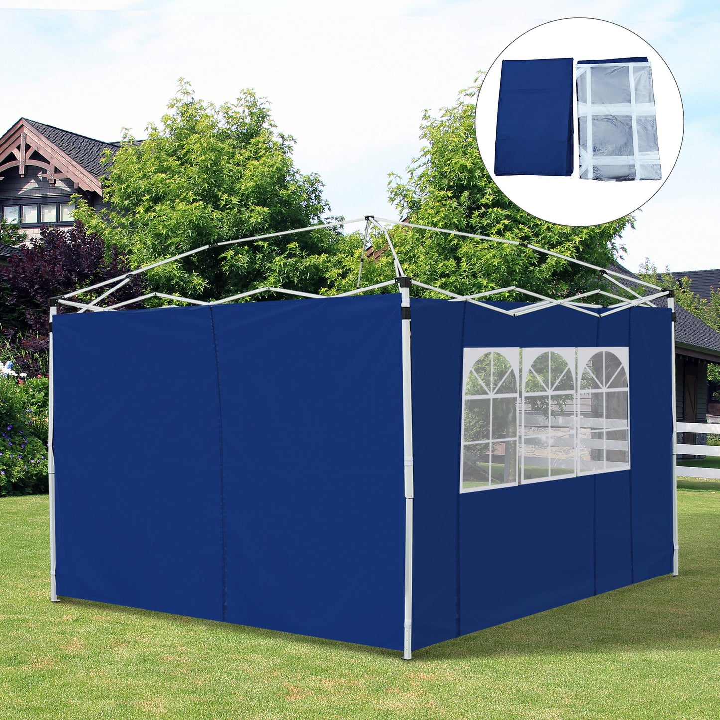 Outsunny 3M Gazebo Exchangeable Side Panel Panels With Window-Blue