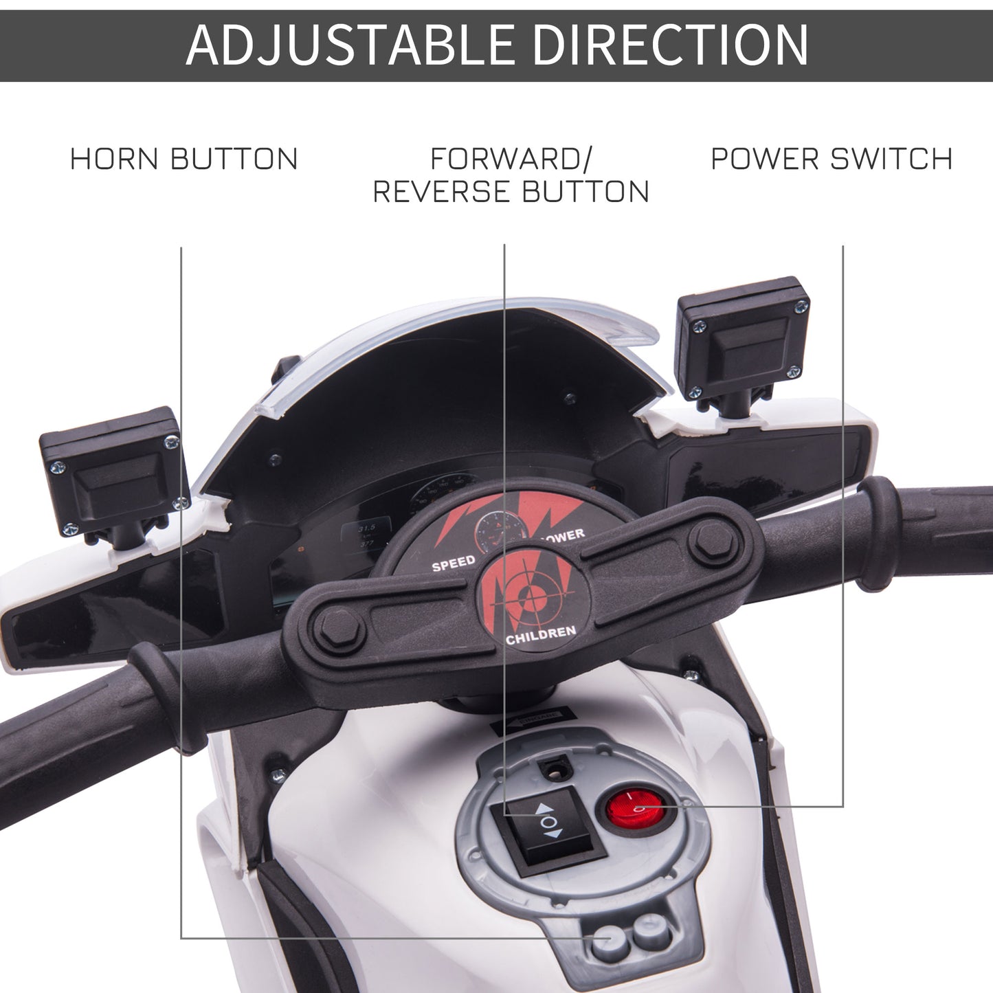 Homcom Kids 6V Electric Pedal Motorcycle Ride-On Toy Battery 18-48 months White