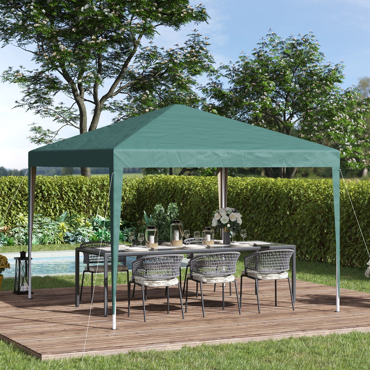 Outsunny 3 x 3 meter Garden Heavy Duty Pop Up Gazebo Marquee Party Tent Folding Wedding Canopy-Green