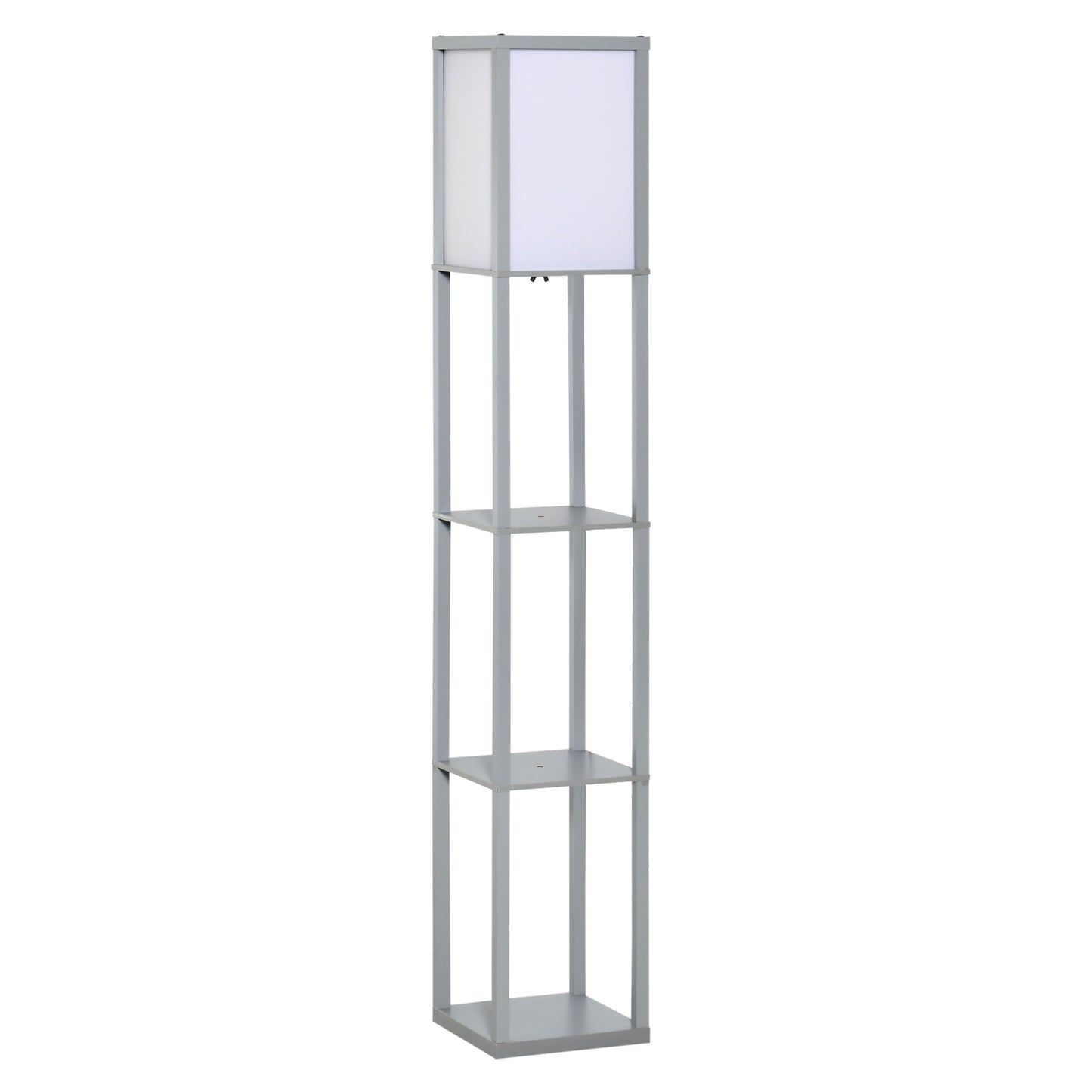 Homcom 4-Tier Floor Lamp Standing Lamp with Storage Shelf for Home Office Dorm Grey